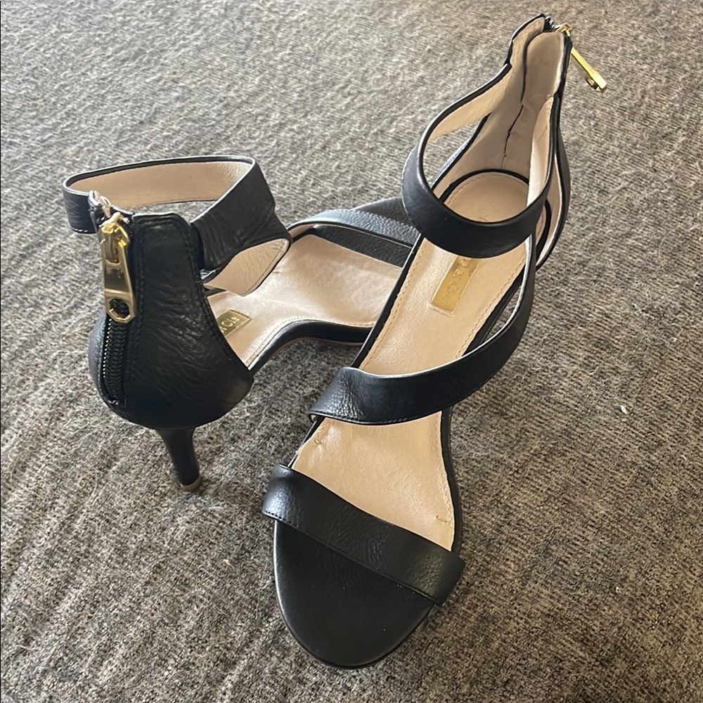 Louise et Cie Black Strappy Heels with Medium Tapered Heel